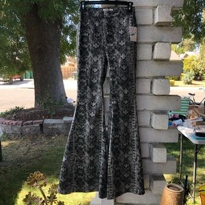 Free People Snake Patterned Bell Bottoms
